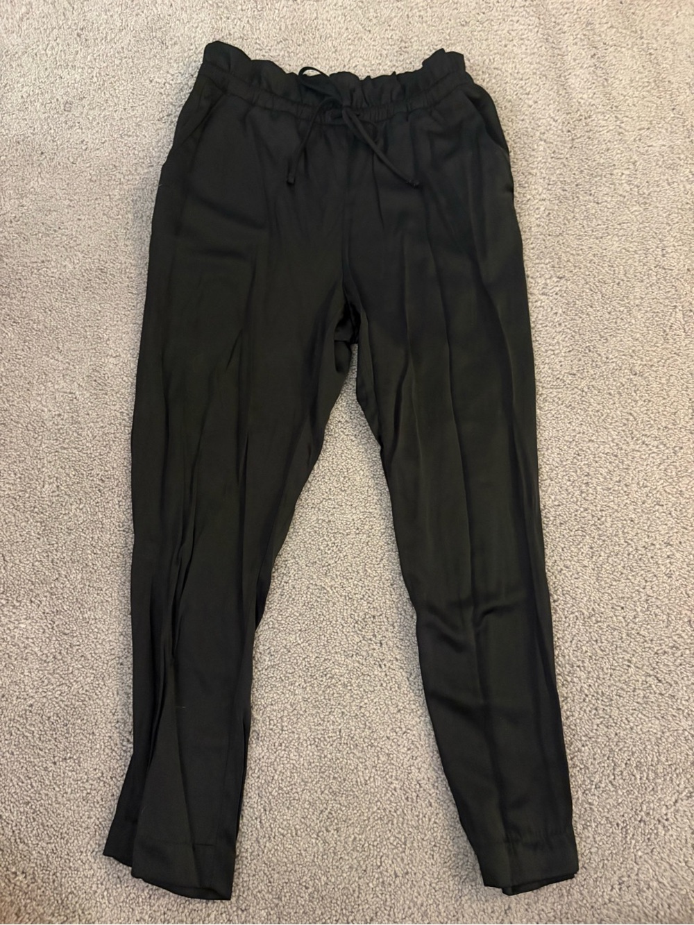 Satin Tie-Waist Ankle Crop Pants